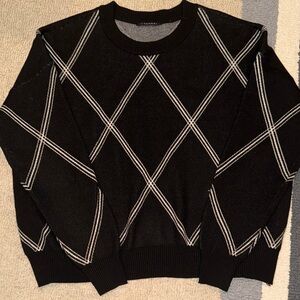 Tahari Black Argyle Crewneck Sweater